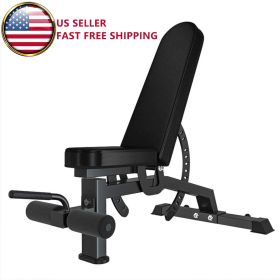 Adjustable Strength Training Bench Press Home Full Body Workout Foldable Weight Benches Gym Multi-functional Fitness Dumbbell Chair (Color: Black)