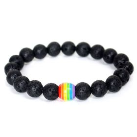 Rainbow Bead Bracelet Pride Natural Stone Strand Couple Bracelets (Option: 1style)