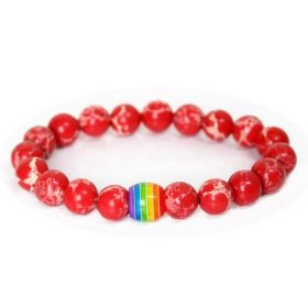 Rainbow Bead Bracelet Pride Natural Stone Strand Couple Bracelets (Option: 10style)