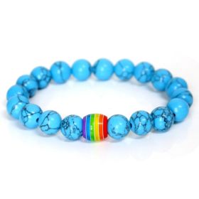 Rainbow Bead Bracelet Pride Natural Stone Strand Couple Bracelets (Option: 5style)
