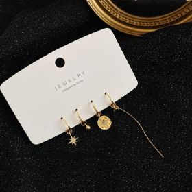 Temperament Eight-pointed Star Set Earrings Female Ear Buckle (Option: Set)