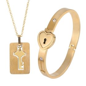 Fashion Jewelry Titanium Steel Couple Love Lock, Bracelet, Key Set, Necklace (Option: 9 Style)