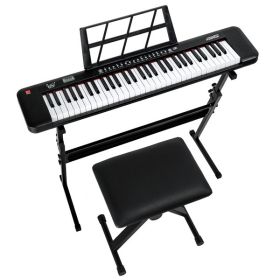 61 Key Electronic Keyboard With Light Up And Support, Stool Set, AM Not Available For Sale (Option: Black white)