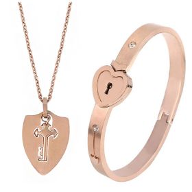 Fashion Jewelry Titanium Steel Couple Love Lock, Bracelet, Key Set, Necklace (Option: 4 Style)
