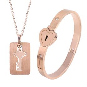 Fashion Jewelry Titanium Steel Couple Love Lock, Bracelet, Key Set, Necklace (Option: 11 Style)