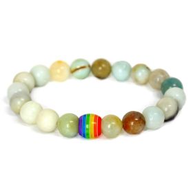Rainbow Bead Bracelet Pride Natural Stone Strand Couple Bracelets (Option: 11style)
