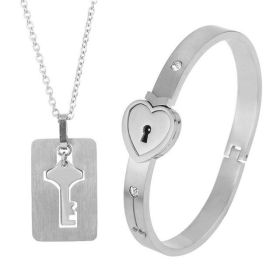Fashion Jewelry Titanium Steel Couple Love Lock, Bracelet, Key Set, Necklace (Option: 1 Style)