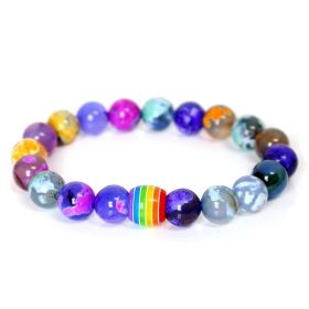 Rainbow Bead Bracelet Pride Natural Stone Strand Couple Bracelets (Option: 13style)