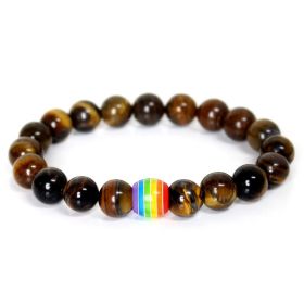 Rainbow Bead Bracelet Pride Natural Stone Strand Couple Bracelets (Option: 2style)