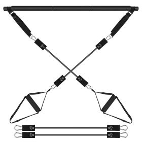 100LBS OR 180LBS Band Options - 1Pc Pilates Bar Kit Multifunctional Pilates Yoga Toning Bar Full Body Exercise Equipment Set For Beginners Interm (Option: 100LBS)
