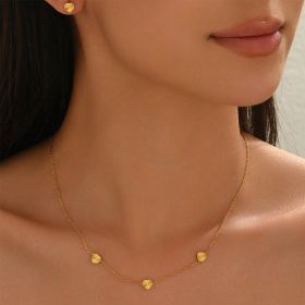 Lxalry 18K Gold Plated Stainless Steel Minimalist Heart Necklace & Earring Set For Women - Waterproof, Tarnish-Free, Hypoallergenic Gift For Birt (Option: HWCSJX32)