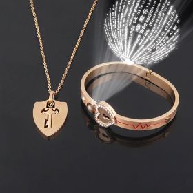 Fashion Jewelry Titanium Steel Couple Love Lock, Bracelet, Key Set, Necklace (Option: 6 Style)