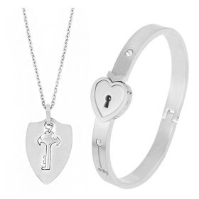 Fashion Jewelry Titanium Steel Couple Love Lock, Bracelet, Key Set, Necklace (Option: 10 Style)