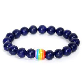 Rainbow Bead Bracelet Pride Natural Stone Strand Couple Bracelets (Option: 6style)