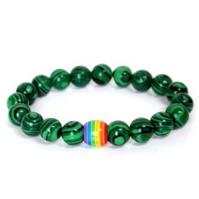Rainbow Bead Bracelet Pride Natural Stone Strand Couple Bracelets (Option: 9style)