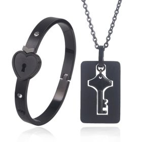 Fashion Jewelry Titanium Steel Couple Love Lock, Bracelet, Key Set, Necklace (Option: 7 Style)