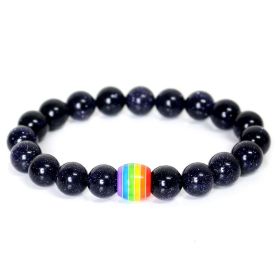 Rainbow Bead Bracelet Pride Natural Stone Strand Couple Bracelets (Option: 7style)