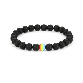 Rainbow Bead Bracelet Pride Natural Stone Strand Couple Bracelets (Option: 14style)