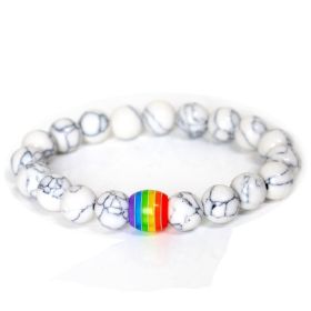Rainbow Bead Bracelet Pride Natural Stone Strand Couple Bracelets (Option: 4style)