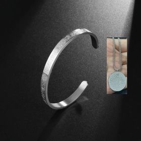 Stainless Steel Arabic Disc Necklace Bracelet (Option: Steel set)