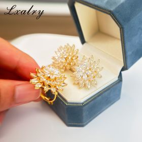 Lxalry 18K Gold Plated Copper Flower Jewelry Set - Baroque Style Statement Ring & Earrings - Hypoallergenic, Non-Tarnish, Elegant Gift For Women (Color: Gold)