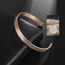 Stainless Steel Arabic Disc Necklace Bracelet (Option: Rose Gold set)
