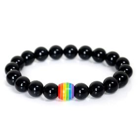 Rainbow Bead Bracelet Pride Natural Stone Strand Couple Bracelets (Option: 8style)