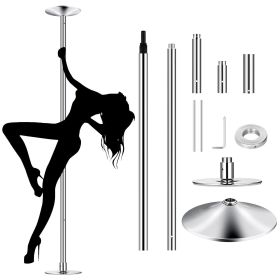1Pc Stripper Dance Pole 45mm Spinning Static Dancing Pole With 88-108.1in Adjustable Height 551LBS Weight Capacity For Fitness Exercise Party Hom (Color: Silver)