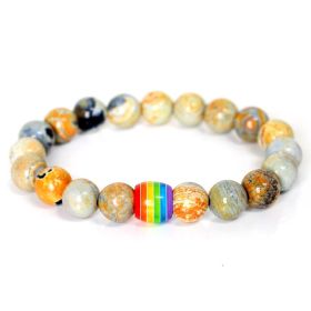 Rainbow Bead Bracelet Pride Natural Stone Strand Couple Bracelets (Option: 12style)