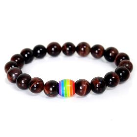 Rainbow Bead Bracelet Pride Natural Stone Strand Couple Bracelets (Option: 3style)